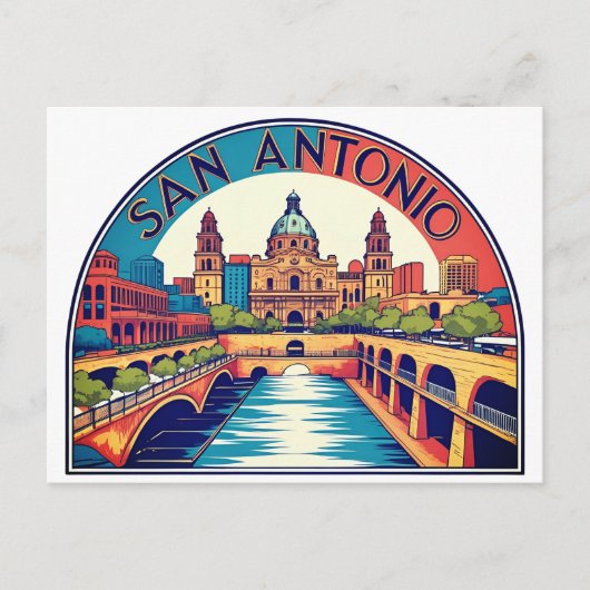 Skyline van San Antonio Texas Briefkaart (Voorkant)