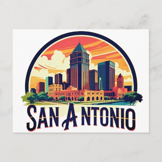 Skyline van San Antonio Texas Briefkaart (Voorkant)