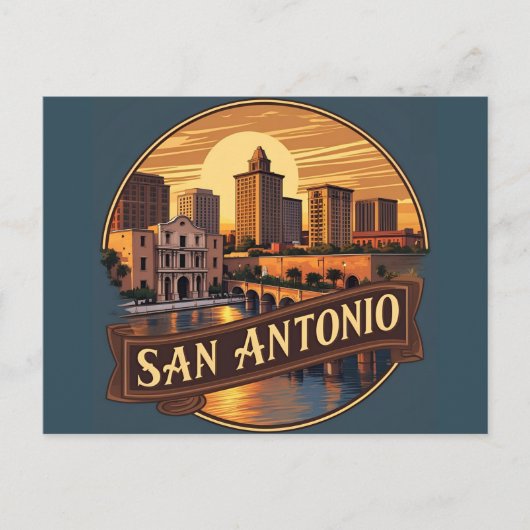 Skyline van San Antonio Texas Briefkaart (Voorkant)