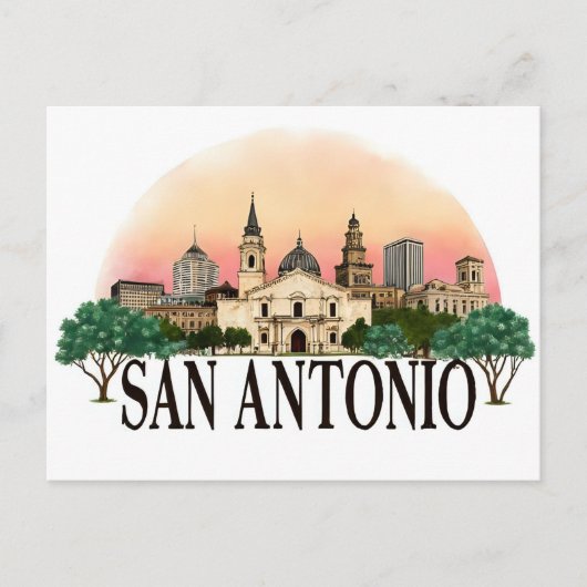 Skyline van San Antonio Texas Briefkaart (Voorkant)