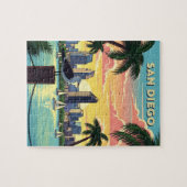 Skyline van San Diego, Californië met zeemeeuw Legpuzzel (Horizontaal)