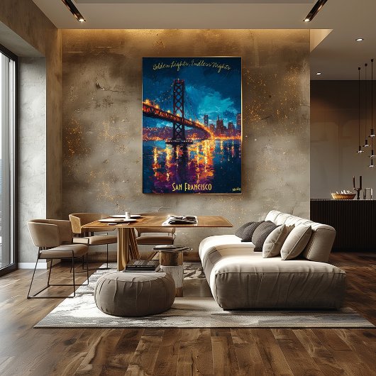 Skyline van San Francisco bij Dusk Poster - Romant