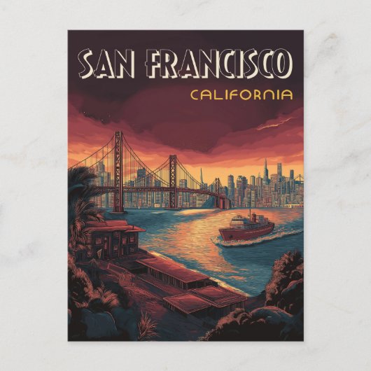 Skyline van San Francisco met Golden Gate Bridge Briefkaart (Voorkant)