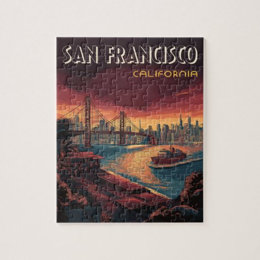Skyline van San Francisco met Golden Gate Bridge Legpuzzel (Verticaal)