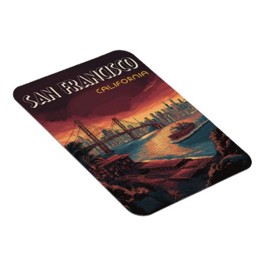 Skyline van San Francisco met Golden Gate Bridge Magneet (Rechterzijde)