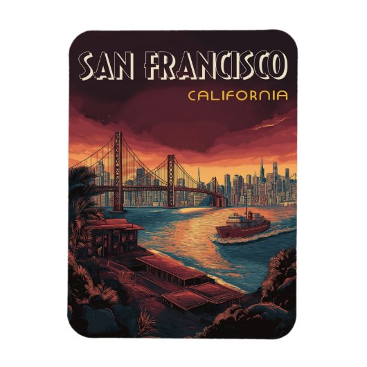 Skyline van San Francisco met Golden Gate Bridge Magneet (Verticaal)