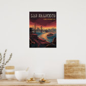 Skyline van San Francisco met Golden Gate Bridge Poster (Keuken)
