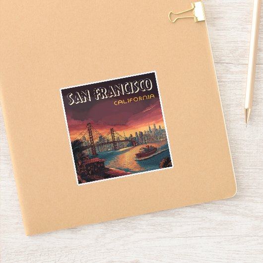 Skyline van San Francisco met Golden Gate Bridge Sticker (Notitieboek)