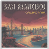 Skyline van San Francisco met Golden Gate Bridge Sticker (Voorkant)