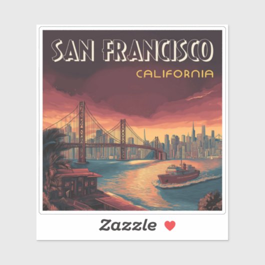 Skyline van San Francisco met Golden Gate Bridge Sticker (Vel)