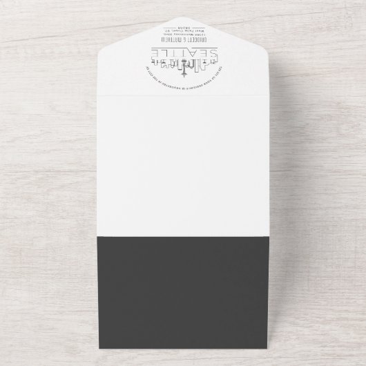 Skyline van Seattle Deco | Bruiloft All In One Uitnodiging (Buitenkant)