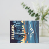 skyline van Seattle en Mount Rainier Briefkaart (Staand voorkant)