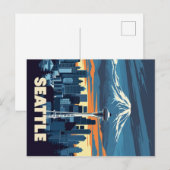 skyline van Seattle en Mount Rainier Briefkaart (Voorkant / Achterkant)