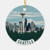 Skyline van Seattle en Mount Rainier Keramisch Ornament (Voorkant)