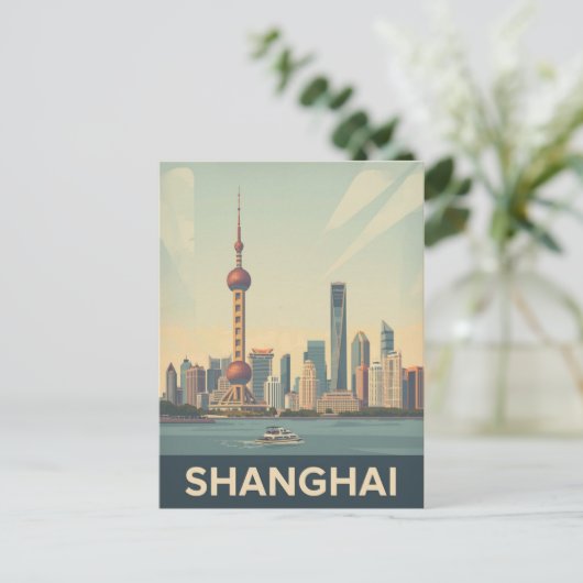skyline van Shanghai Briefkaart (Staand voorkant)