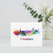 skyline van Stockholm in waterverf Briefkaart (Staand voorkant)
