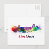 skyline van Stockholm in waterverf Briefkaart (Voorkant / Achterkant)