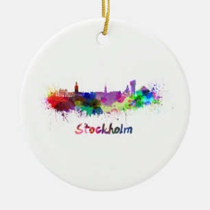 skyline van Stockholm in waterverf Keramisch Ornament