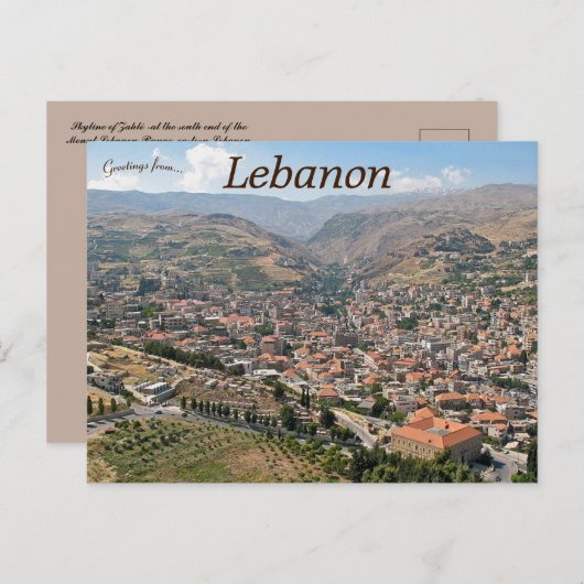 Skyline van Zahlé Libanon Briefkaart (Voorkant / Achterkant)