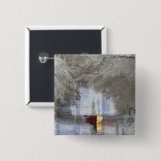 Skyline Vierkante Button 5,1 Cm (Voorkant /achterkant)