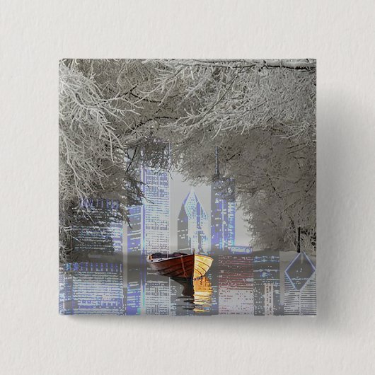 Skyline Vierkante Button 5,1 Cm (Voorkant)