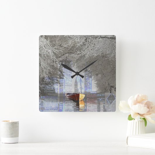 Skyline Vierkante Klok (Huis)