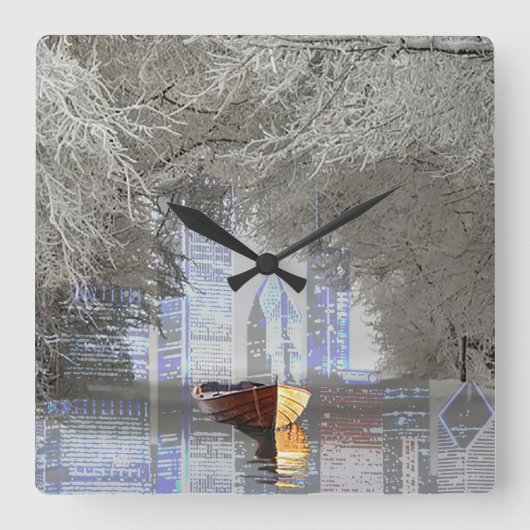 Skyline Vierkante Klok (Voorkant)