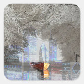 Skyline Vierkante Sticker (Voorkant)