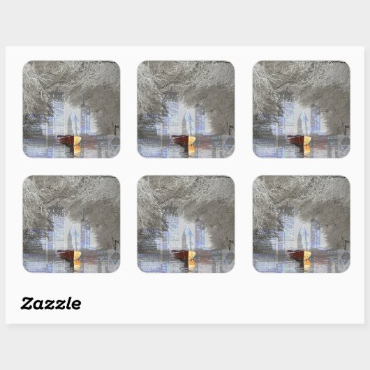 Skyline Vierkante Sticker (Vel)