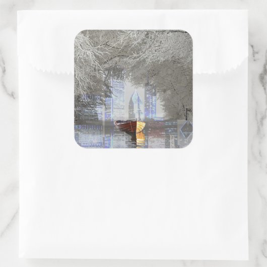 Skyline Vierkante Sticker (Tas)