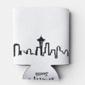 skyline voor seattle in zwarte inkt blikjeskoeler (Achterkant)