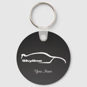 Skyline White Silhouette Logo w/faux Carbon fibre Sleutelhanger