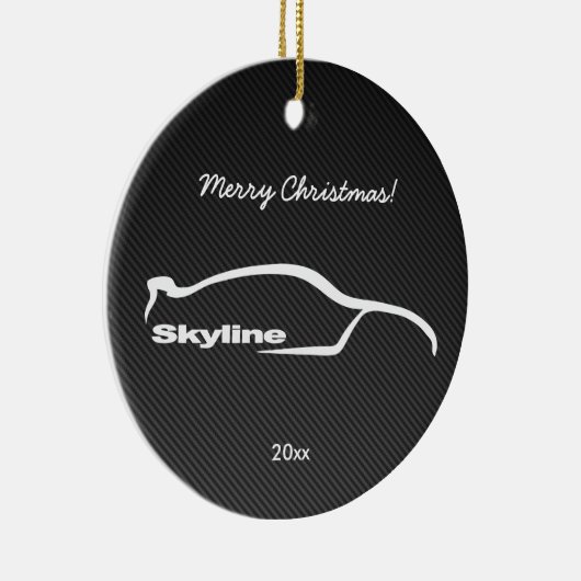 Skyline White Silhouette met koolstofvezel Keramisch Ornament (Rechts)