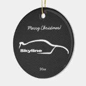 Skyline White Silhouette met koolstofvezel Keramisch Ornament (Links)