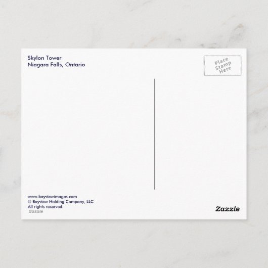Skylon Tower, Niagara Herfsten, Ontario Briefkaart (Achterkant)