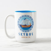 Skyros, Griekenland Grieks scheepsontwerp Tweekleurige Koffiemok (Links)