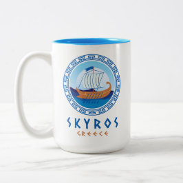 Skyros, Griekenland Grieks scheepsontwerp Tweekleurige Koffiemok