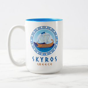 Skyros, Griekenland Grieks scheepsontwerp Tweekleurige Koffiemok