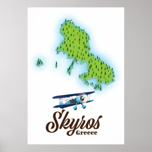 Skyros Griekse eiland kaart Poster