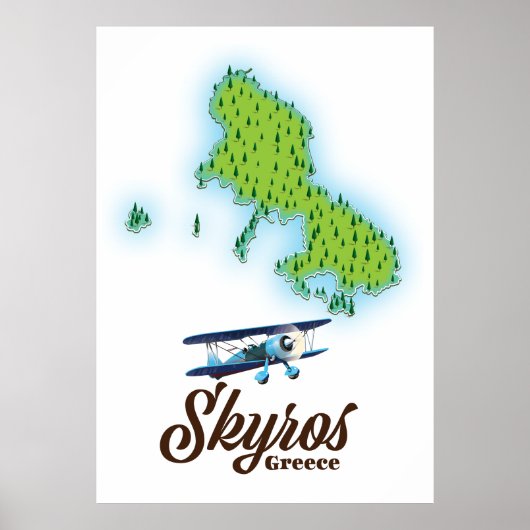 Skyros Griekse eiland kaart Poster (Voorkant)