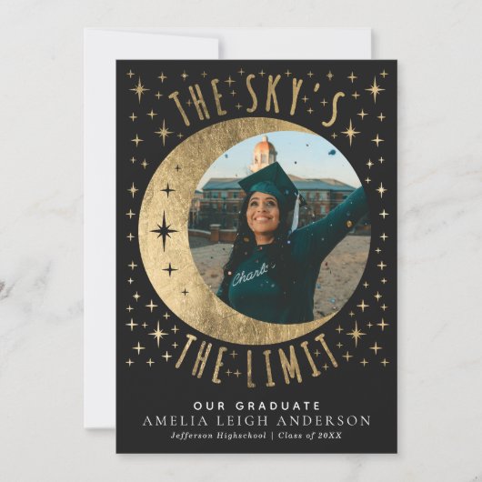 Sky's de Limit Afstuderen Foto Aankondiging Kaart (Voorkant)