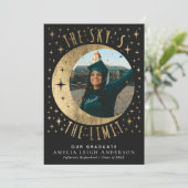 Sky's de Limit Afstuderen Foto Aankondiging Kaart (Staand voorkant)