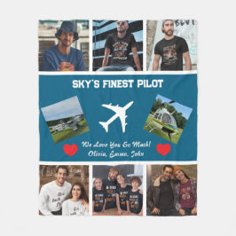 'Sky's Finest Pilot' Fotocollage, Vliegtuig, Moder Fleece Deken