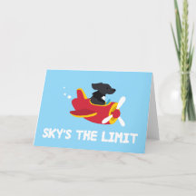 Sky's het Limit Dog Flying Airplane-Wenskaart