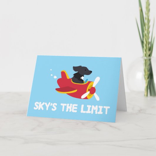 Sky's het Limit Dog Flying Airplane-Wenskaart Bedankkaart (Voorkant)