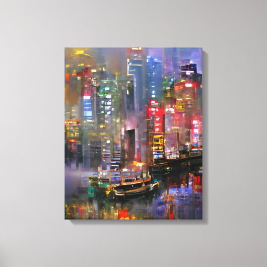 Skyscraper - Abstract schilderen van kleurige kleu Canvas Afdruk (Voorkant)