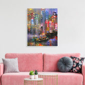 Skyscraper - Abstract schilderen van kleurige kleu Canvas Afdruk (Insitu (Woonkamer))