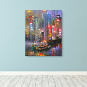 Skyscraper - Abstract schilderen van kleurige kleu Canvas Afdruk (Insitu (Houten vloer))