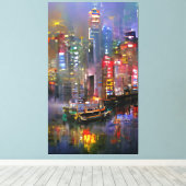 Skyscraper - Abstract schilderen van kleurige kleu Canvas Afdruk (Insitu (Houten vloer))