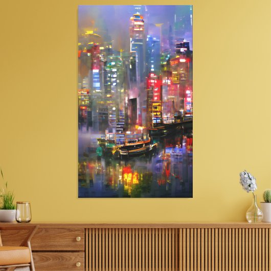 Skyscraper - Abstract schilderen van kleurige kleu Canvas Afdruk (Insitu (Woonkamer))